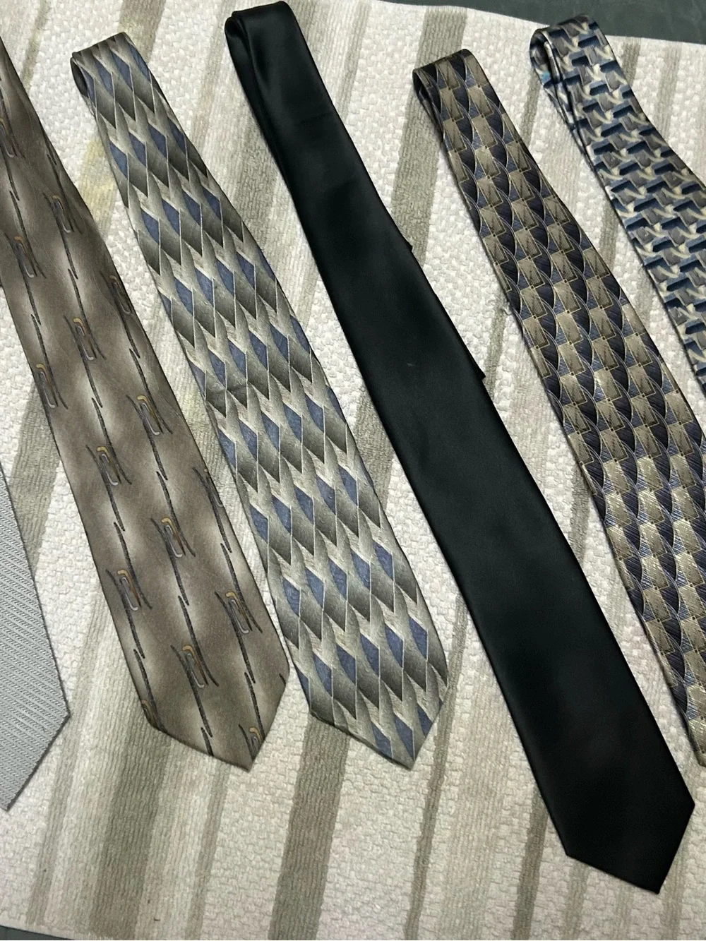 Lot of Six Ties - Gray, Silver, & Black